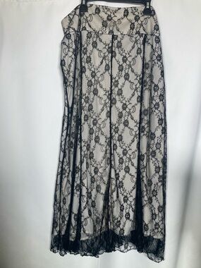 NWT Worthington Black Floral Lace Midi Skirt Sz 14 Whimsigoth Coquette